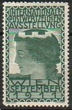 Wien 1911 Postwertzeichen Ausstellung Moser grun
